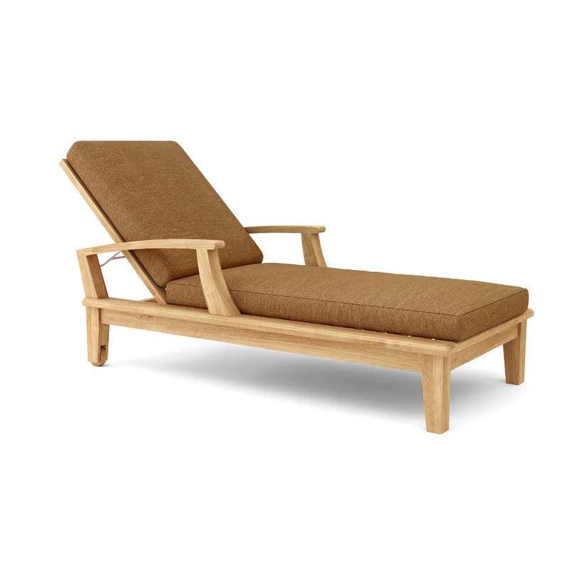 Delano Teak Reclining Sunlounger Sunbrella Cushion-Outdoor Cabanas & Loungers-HiTeak-Fawn-LOOMLAN