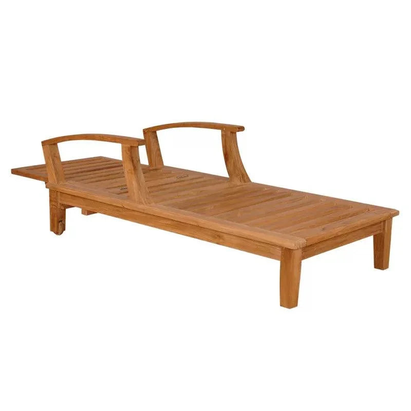 Delano Teak Reclining Sunlounger Sunbrella Cushion-Outdoor Cabanas & Loungers-HiTeak-LOOMLAN