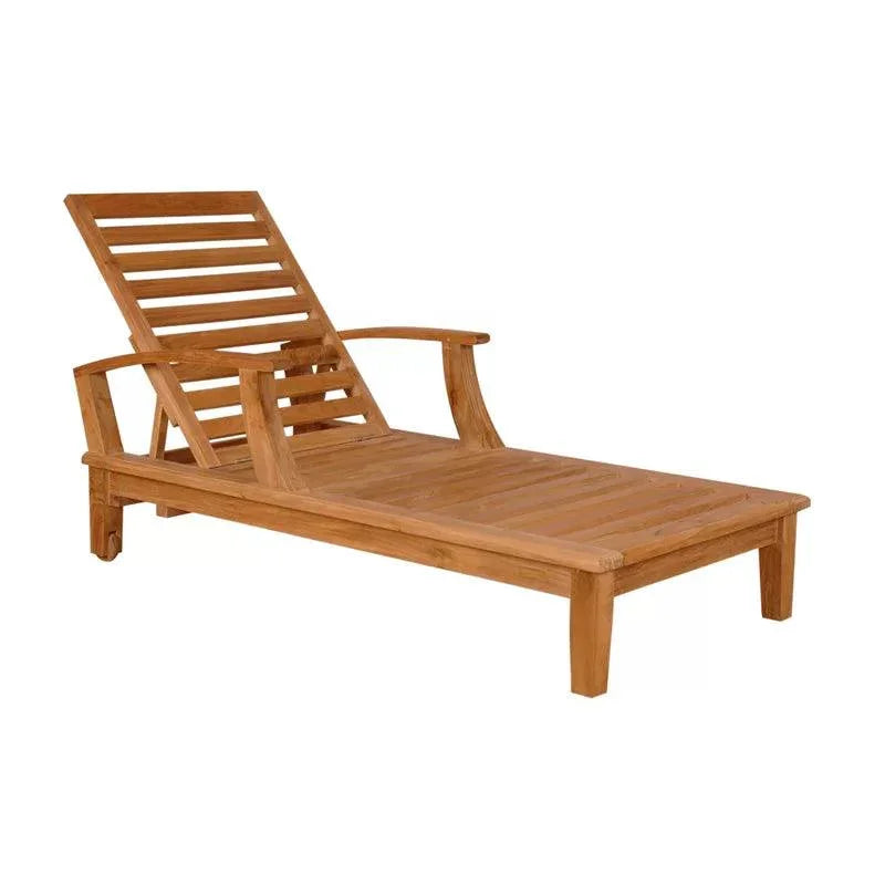 Delano Teak Reclining Sunlounger Sunbrella Cushion-Outdoor Cabanas & Loungers-HiTeak-LOOMLAN