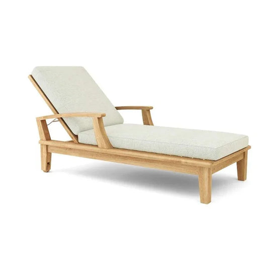 Delano Teak Reclining Sunlounger Sunbrella Cushion-Outdoor Cabanas & Loungers-HiTeak-Canvas-LOOMLAN