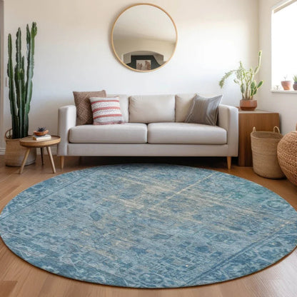 Delaura Blue Washable Indoor - Outdoor Rug - LOOMLAN - LOOMLAN Rugs - Outdoor Rugs