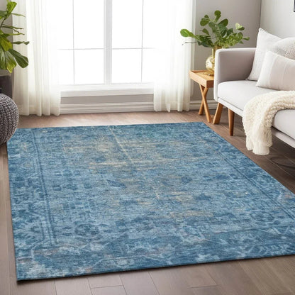 Delaura Blue Washable Indoor - Outdoor Rug - LOOMLAN - LOOMLAN Rugs - Outdoor Rugs