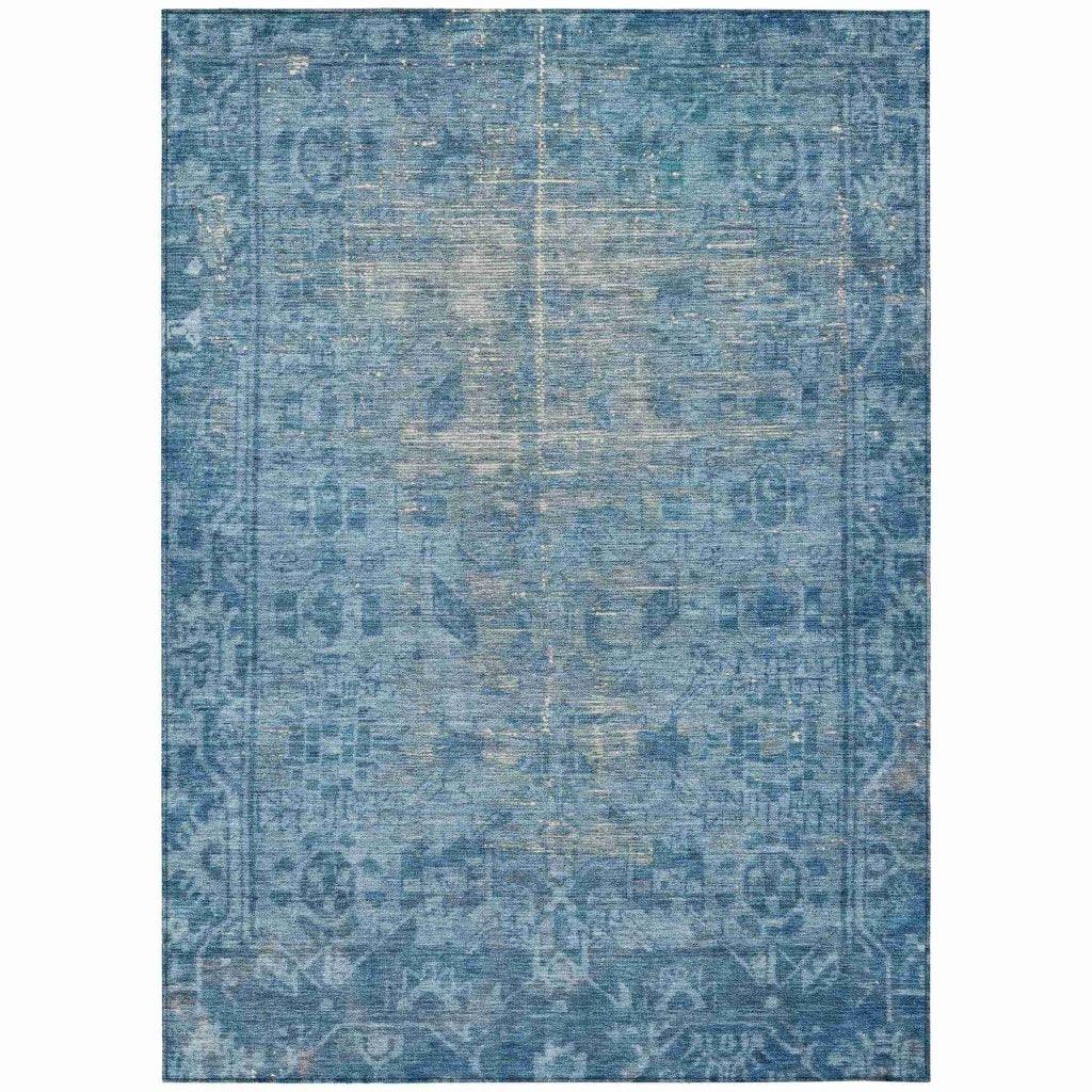 Delaura Blue Washable Indoor - Outdoor Rug - LOOMLAN - LOOMLAN Rugs - Outdoor Rugs