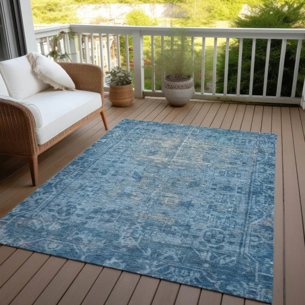 Delaura Blue Washable Indoor - Outdoor Rug - LOOMLAN - LOOMLAN Rugs - Outdoor Rugs