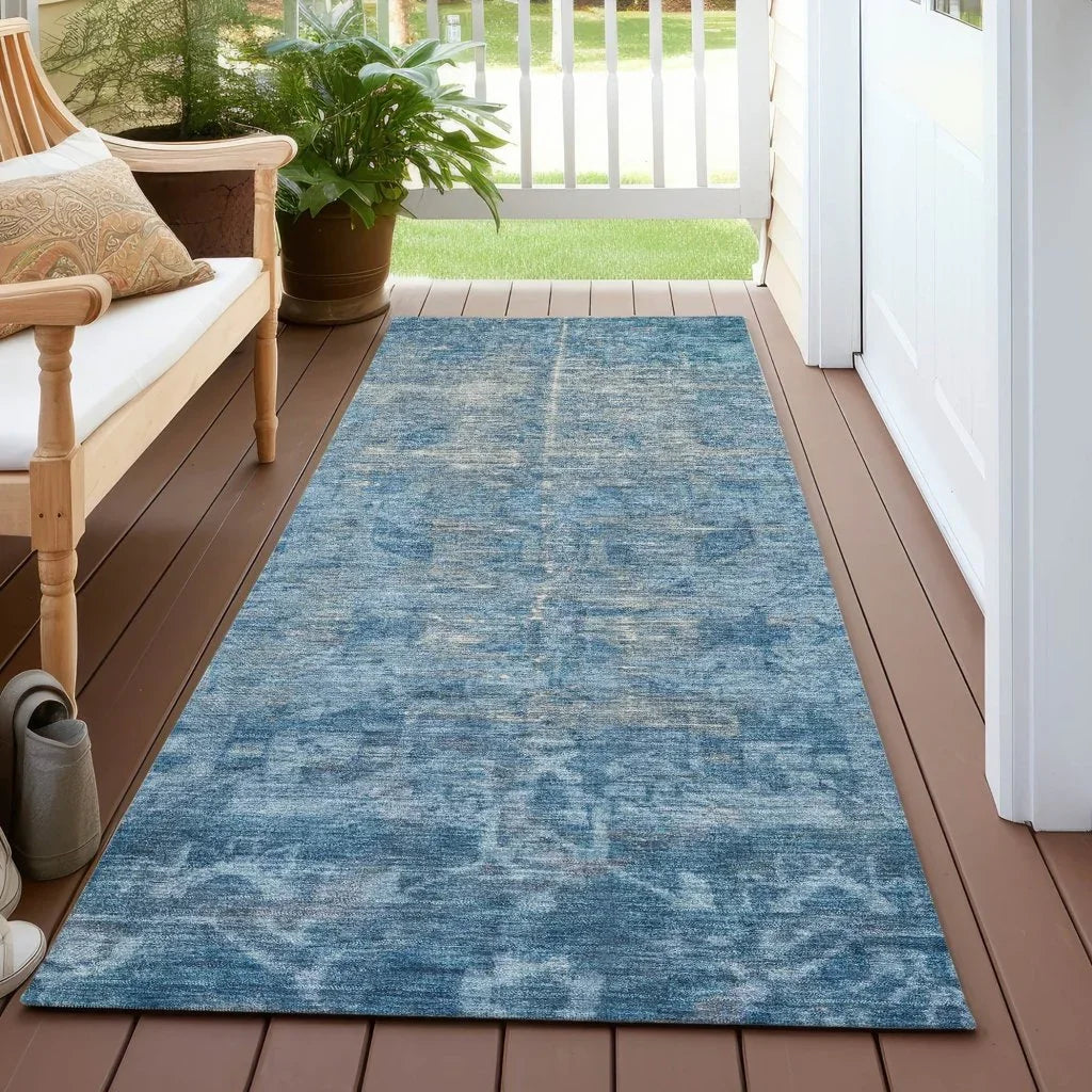 Delaura Blue Washable Indoor - Outdoor Rug - LOOMLAN - LOOMLAN Rugs - Outdoor Rugs