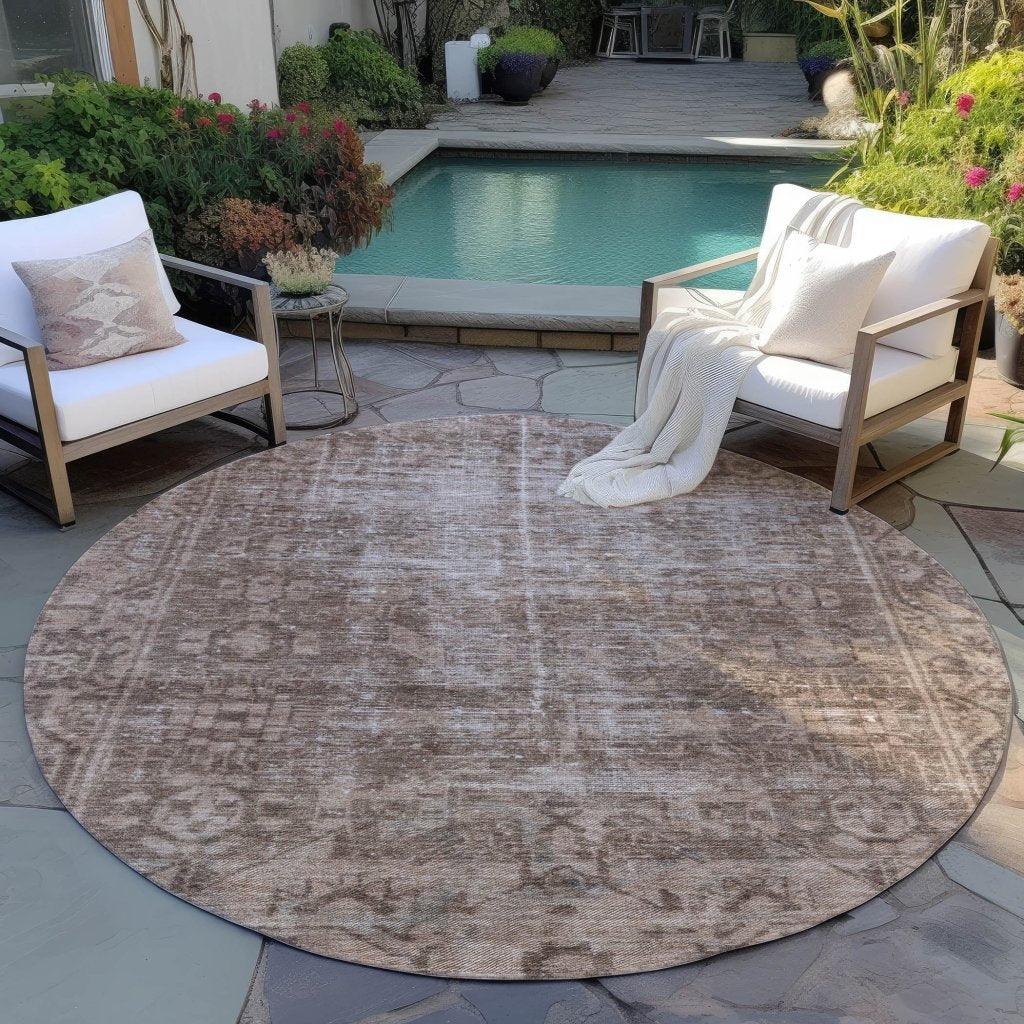 Delaura Brown Washable Indoor - Outdoor Rug - LOOMLAN - LOOMLAN Rugs - Outdoor Rugs