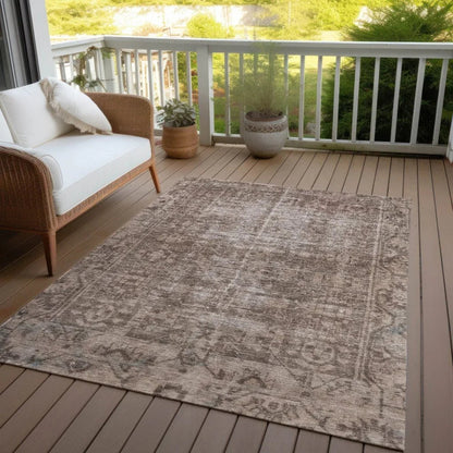 Delaura Brown Washable Indoor - Outdoor Rug - LOOMLAN - LOOMLAN Rugs - Outdoor Rugs