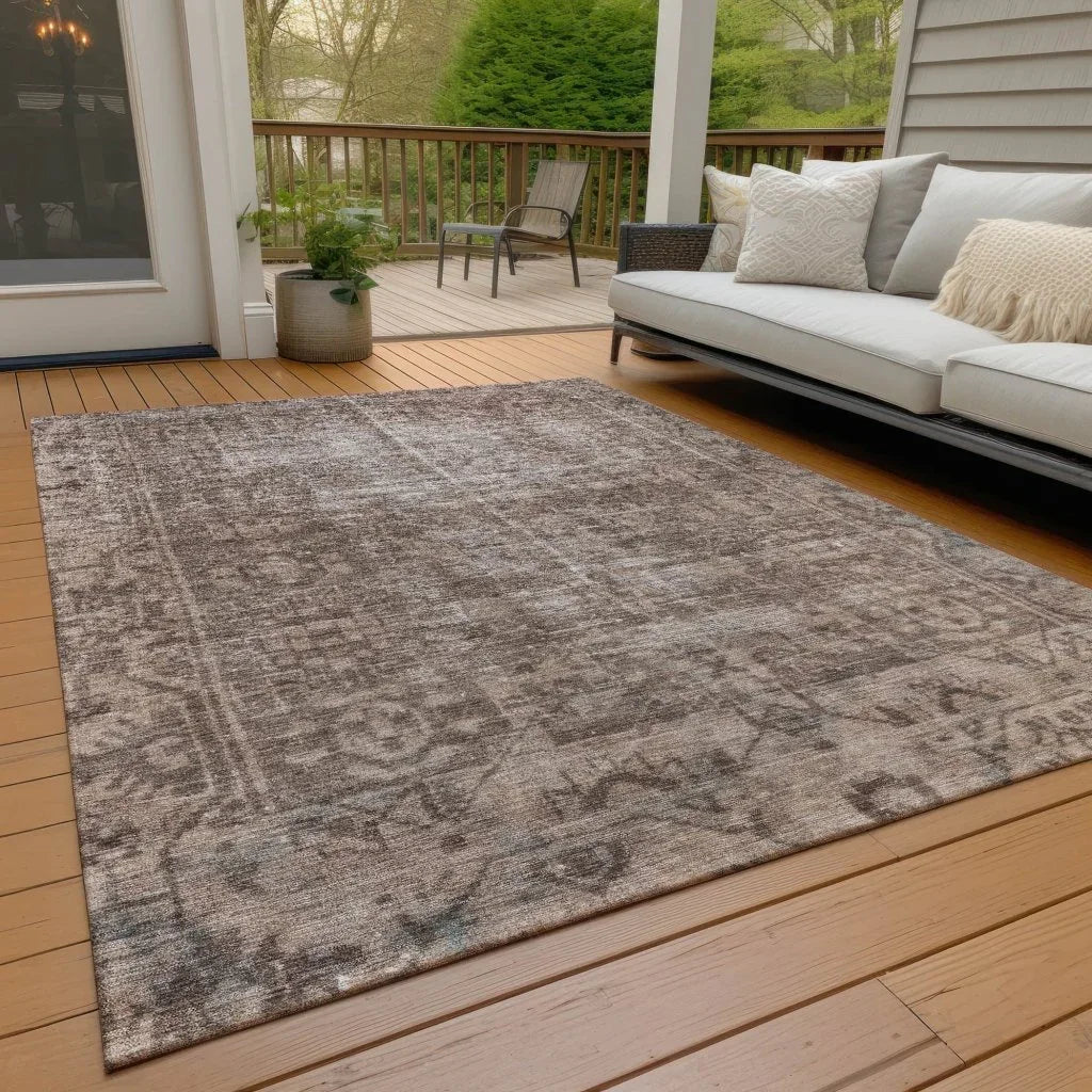 Delaura Brown Washable Indoor - Outdoor Rug - LOOMLAN - LOOMLAN Rugs - Outdoor Rugs