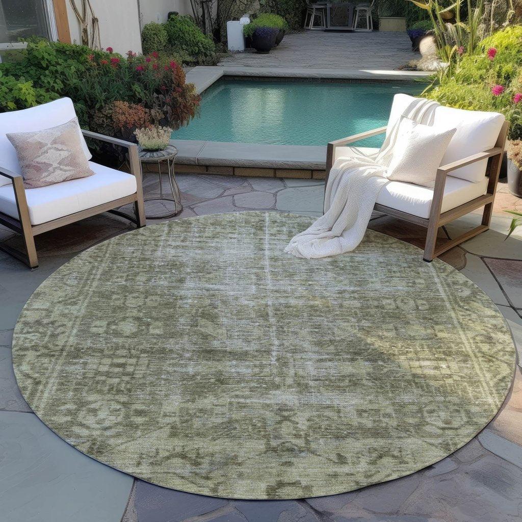 Delaura Green Washable Indoor - Outdoor Rug - LOOMLAN - LOOMLAN Rugs - Outdoor Rugs