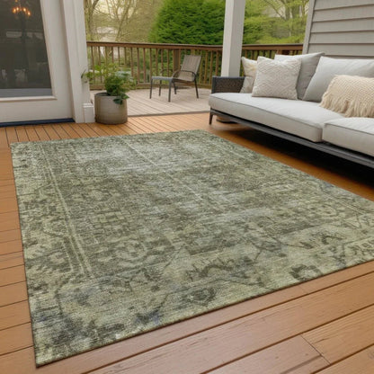 Delaura Green Washable Indoor - Outdoor Rug - LOOMLAN - LOOMLAN Rugs - Outdoor Rugs