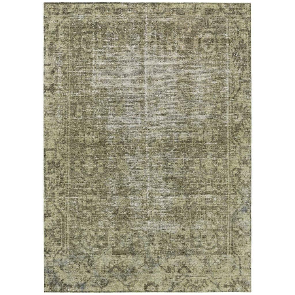 Delaura Green Washable Indoor - Outdoor Rug - LOOMLAN - LOOMLAN Rugs - Outdoor Rugs