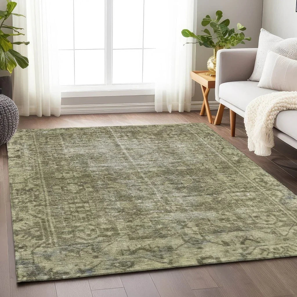 Delaura Green Washable Indoor - Outdoor Rug - LOOMLAN - LOOMLAN Rugs - Outdoor Rugs