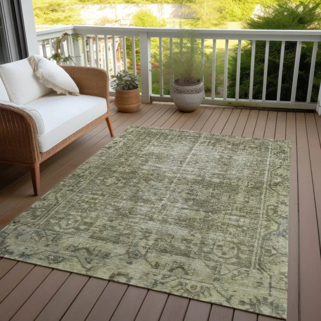 Delaura Green Washable Indoor - Outdoor Rug - LOOMLAN - LOOMLAN Rugs - Outdoor Rugs