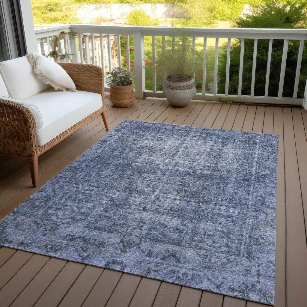 Delaura Navy Washable Indoor - Outdoor Rug - LOOMLAN - LOOMLAN Rugs - Outdoor Rugs