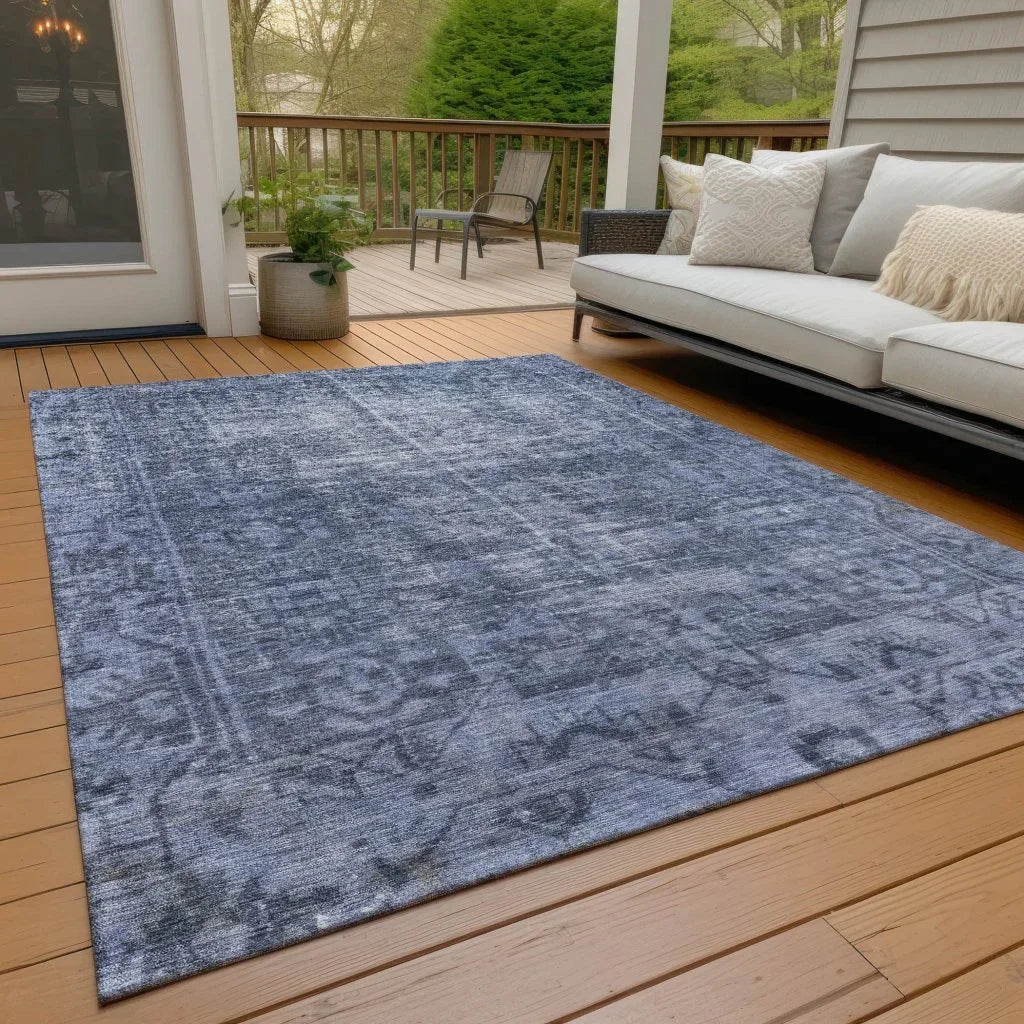 Delaura Navy Washable Indoor - Outdoor Rug - LOOMLAN - LOOMLAN Rugs - Outdoor Rugs