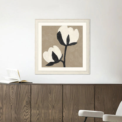 Delicate Sketch Wood White Framed Wall Art