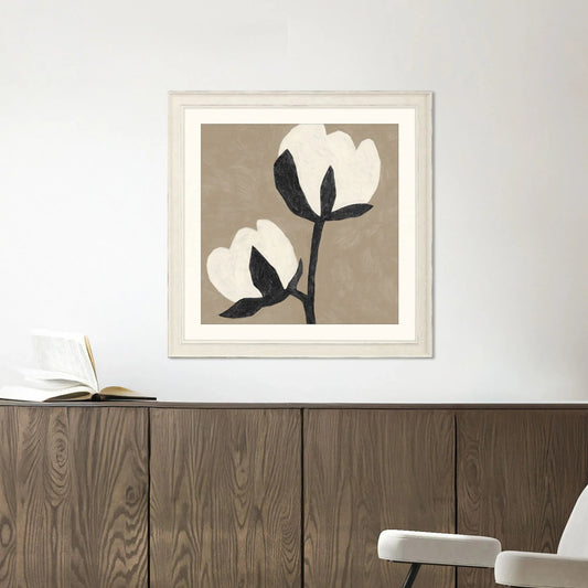 Delicate Sketch Wood White Framed Wall Art