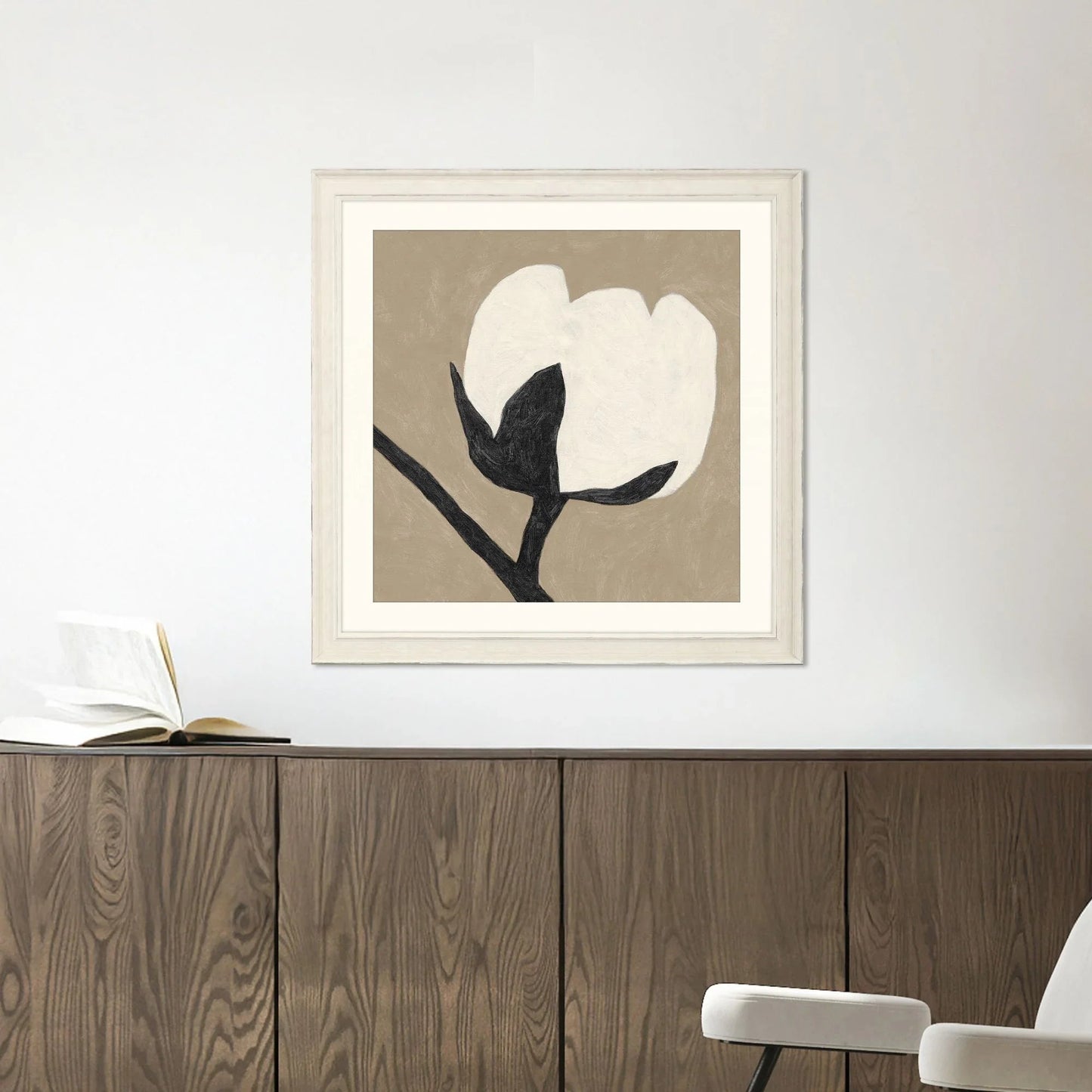 Delicate Sketch Wood White Framed Wall Art