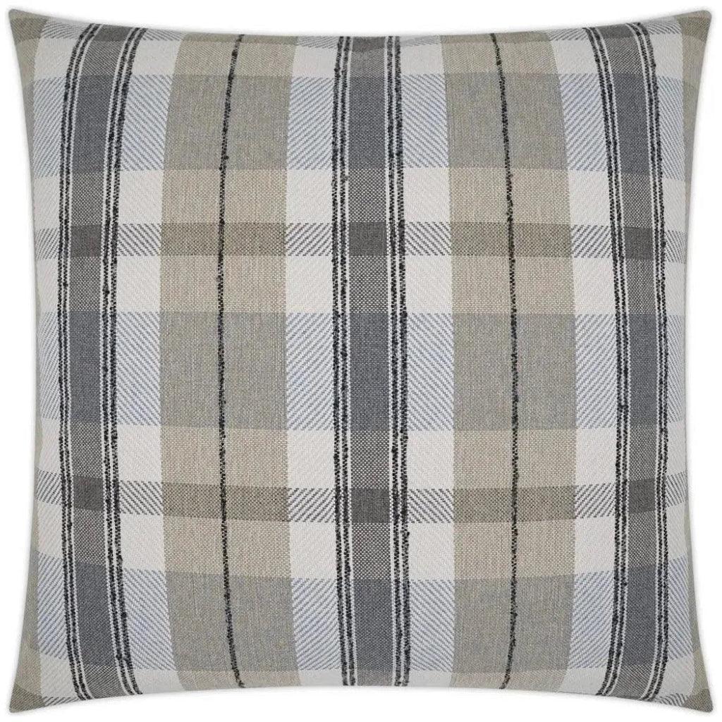 Dellwood Plaid Check Tan Grey Large Throw Pillow Insert - LOOMLAN - D.V. Kap - Throw Pillows