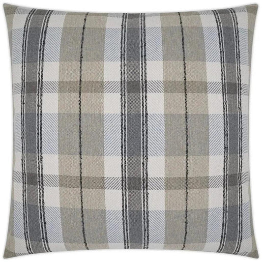 Dellwood Plaid Check Tan Grey Large Throw Pillow Insert - LOOMLAN - D.V. Kap - Throw Pillows