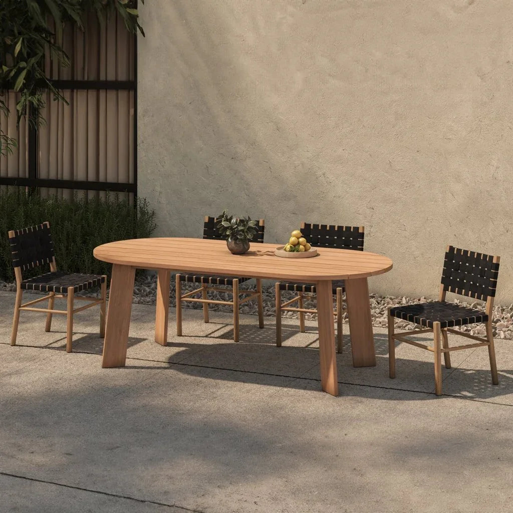 Delta Oval Teak Outdoor Dining Table-Outdoor Dining Tables-Moe's Home-LOOMLAN