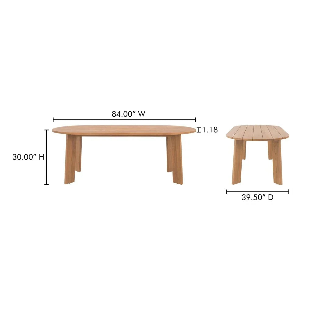 Delta Oval Teak Outdoor Dining Table-Outdoor Dining Tables-Moe's Home-LOOMLAN