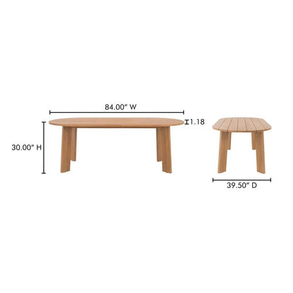 Delta Oval Teak Outdoor Dining Table-Outdoor Dining Tables-Moe's Home-LOOMLAN