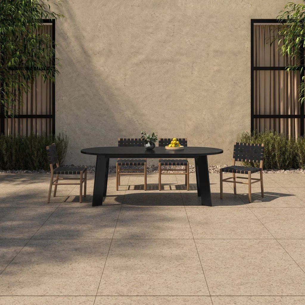 Delta Oval Teak Outdoor Dining Table-Outdoor Dining Tables-Moe's Home-LOOMLAN