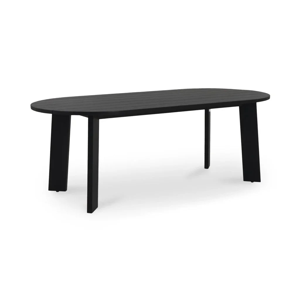Delta Oval Teak Outdoor Dining Table-Outdoor Dining Tables-Moe's Home-Black-LOOMLAN