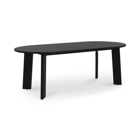 Delta Oval Teak Outdoor Dining Table-Outdoor Dining Tables-Moe's Home-Black-LOOMLAN