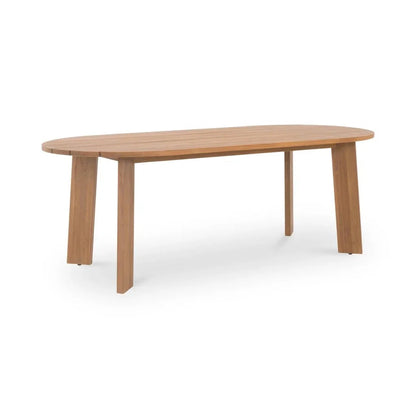 Delta Oval Teak Outdoor Dining Table-Outdoor Dining Tables-Moe's Home-Natural-LOOMLAN