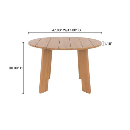 Delta Teak Round Outdoor Dining Table-Outdoor Dining Tables-Moe's Home-LOOMLAN