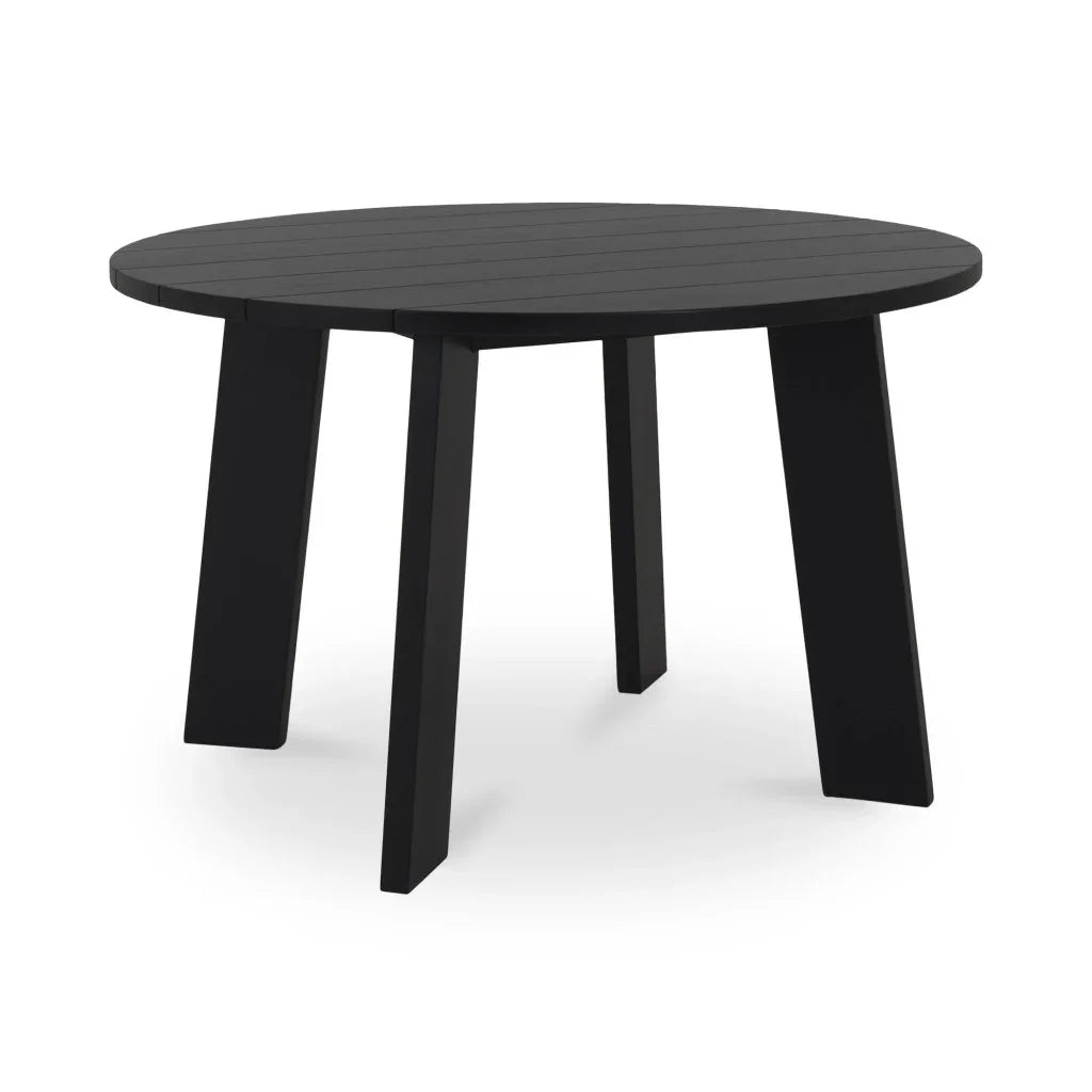 Delta Teak Round Outdoor Dining Table-Outdoor Dining Tables-Moe's Home-Black-LOOMLAN