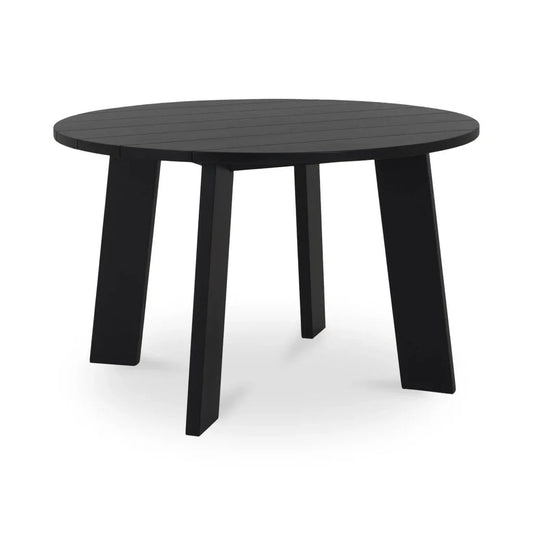 Delta Teak Round Outdoor Dining Table-Outdoor Dining Tables-Moe's Home-Black-LOOMLAN