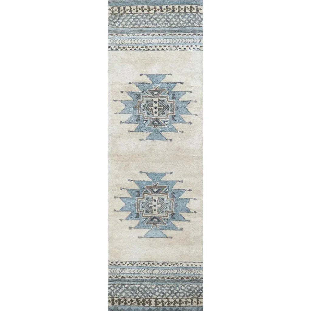 Deme Wool Blue Hallway Kitchen Runner Rug - LOOMLAN - LOOMLAN - Area Rugs