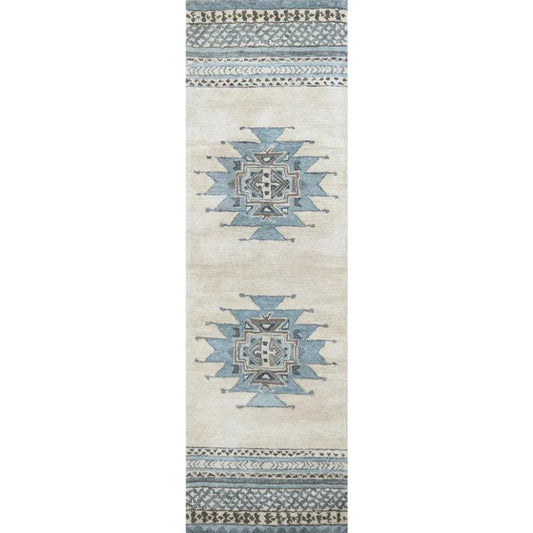 Deme Wool Blue Hallway Kitchen Runner Rug - LOOMLAN - LOOMLAN - Area Rugs