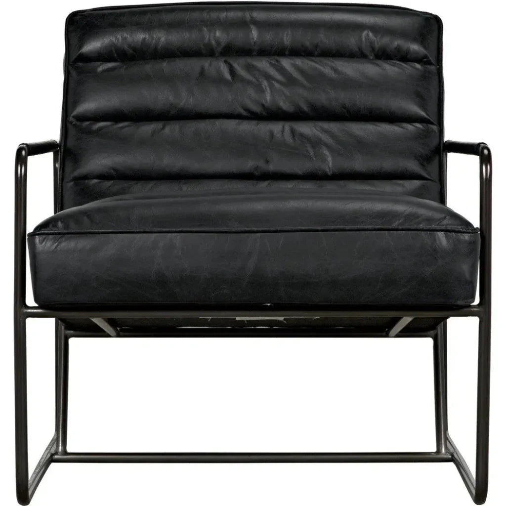 Demeter Chair, Metal and Leather - LOOMLAN - Noir - Accent Chairs