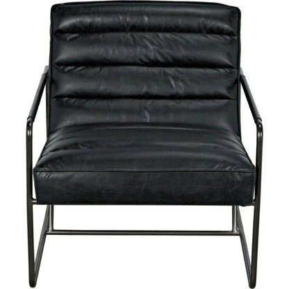 Demeter Chair, Metal and Leather - LOOMLAN - Noir - Accent Chairs