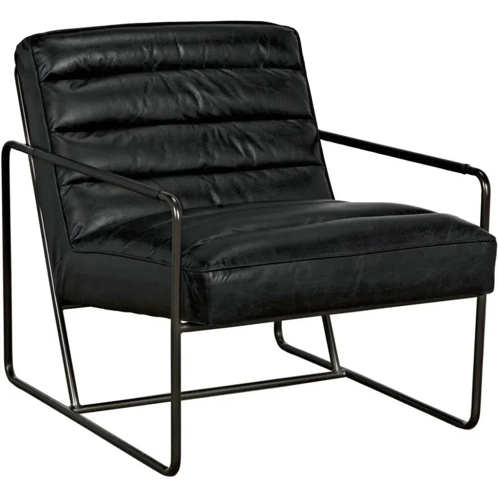 Demeter Chair, Metal and Leather - LOOMLAN - Noir - Accent Chairs