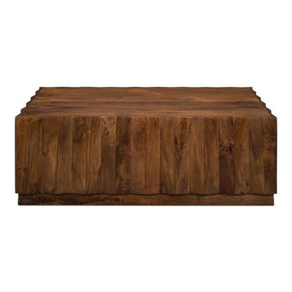 Denali Rectangle Cocktail Coffee Table Block Solid Wood - LOOMLAN - Sarreid - Coffee Tables