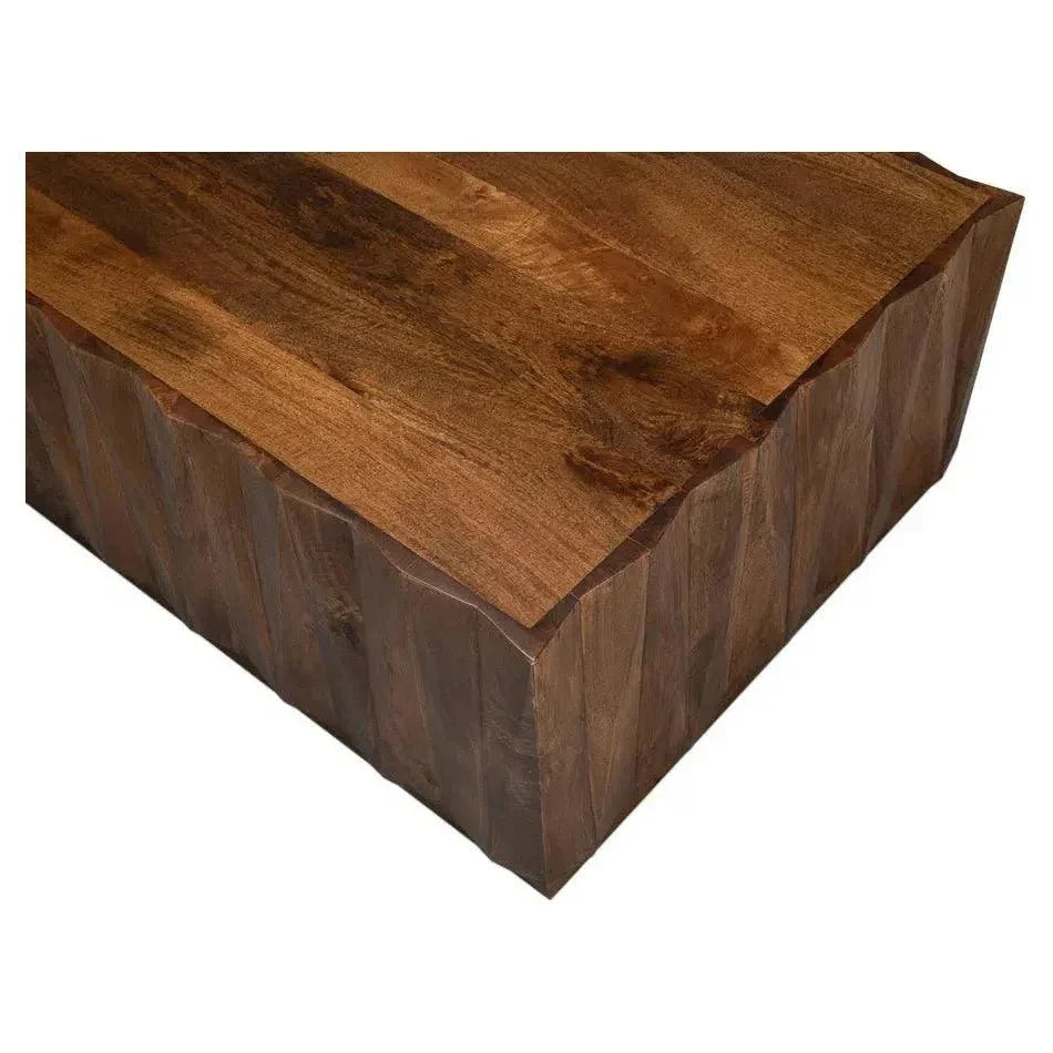 Denali Rectangle Cocktail Coffee Table Block Solid Wood - LOOMLAN - Sarreid - Coffee Tables