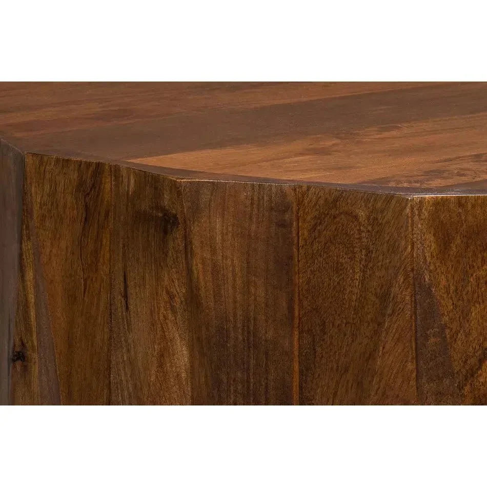 Denali Round Cocktail Coffee Table Block Solid Wood - LOOMLAN - Sarreid - Coffee Tables