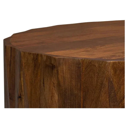 Denali Round Cocktail Coffee Table Block Solid Wood - LOOMLAN - Sarreid - Coffee Tables