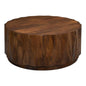 Denali Round Cocktail Coffee Table Block Solid Wood - LOOMLAN - Sarreid - Coffee Tables