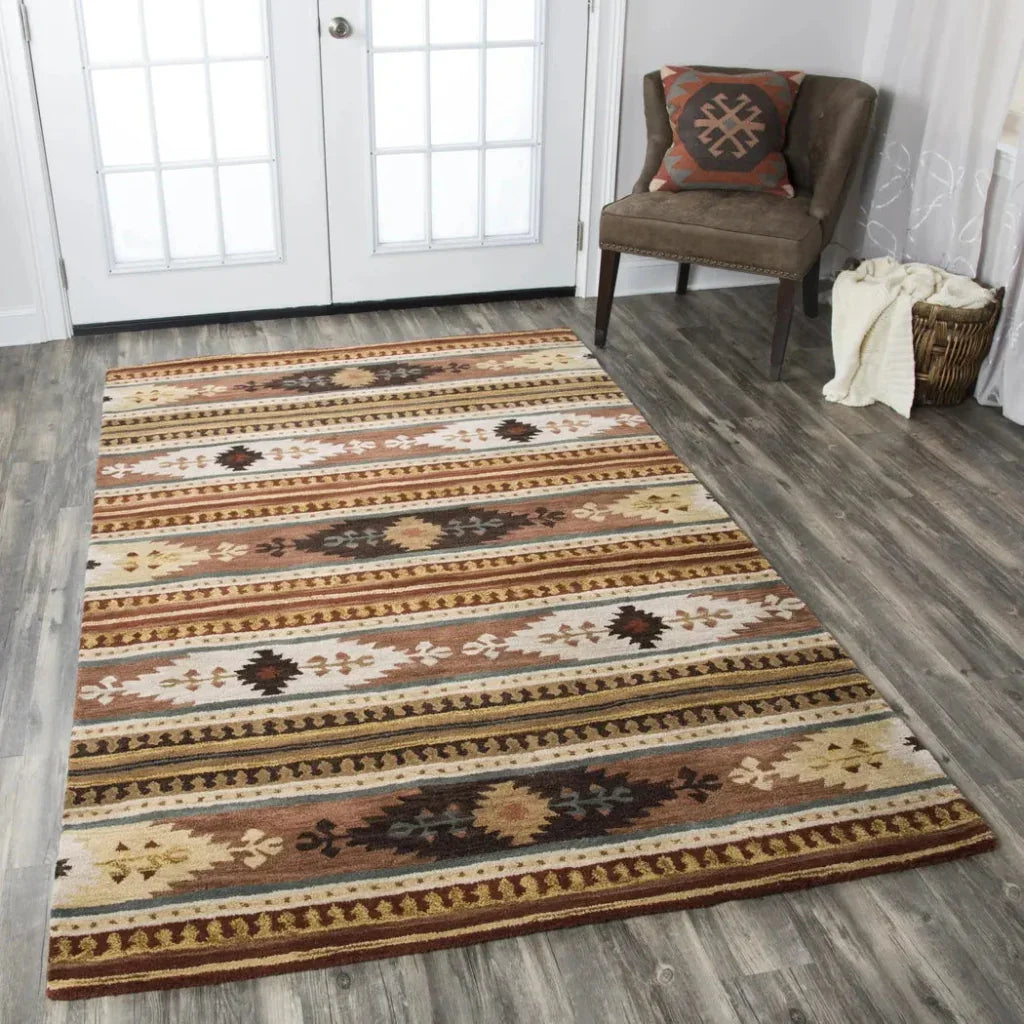 Deni Rust Round Area Rugs For Dining Room - LOOMLAN - LOOMLAN - Area Rugs