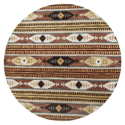 Deni Rust Round Area Rugs For Dining Room - LOOMLAN - LOOMLAN - Area Rugs