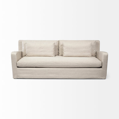 Denly Beige Slipcover Three Seater Sofa