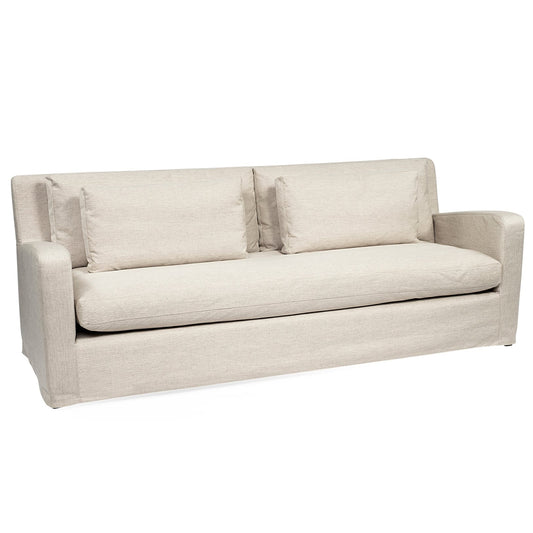 Denly Beige Slipcover Three Seater Sofa
