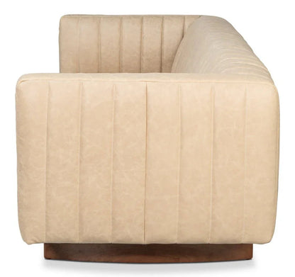 Denys Cappuccino White Leather Sofa - LOOMLAN - Sarreid - Sofas & Loveseats