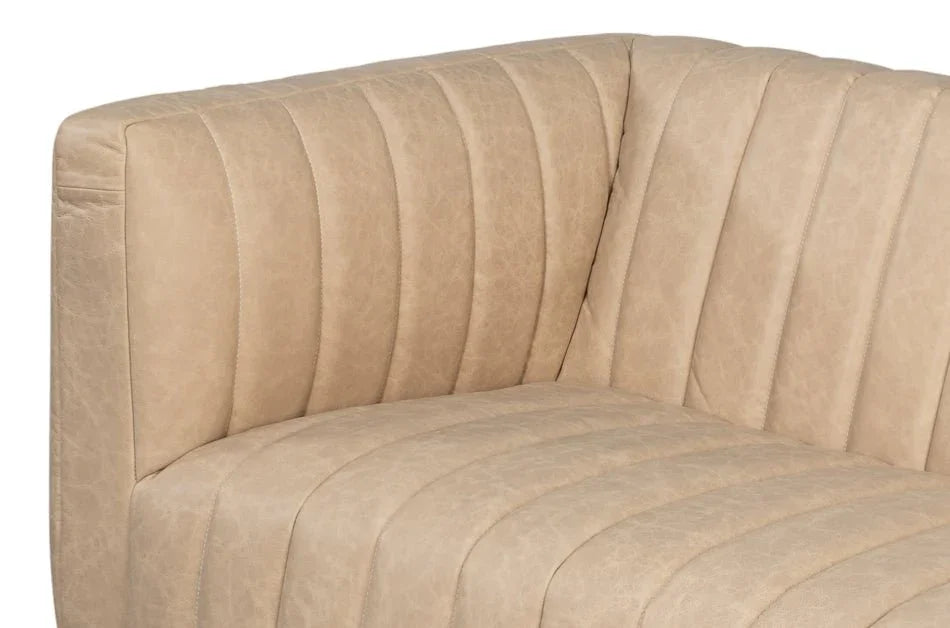 Denys Cappuccino White Leather Sofa - LOOMLAN - Sarreid - Sofas & Loveseats